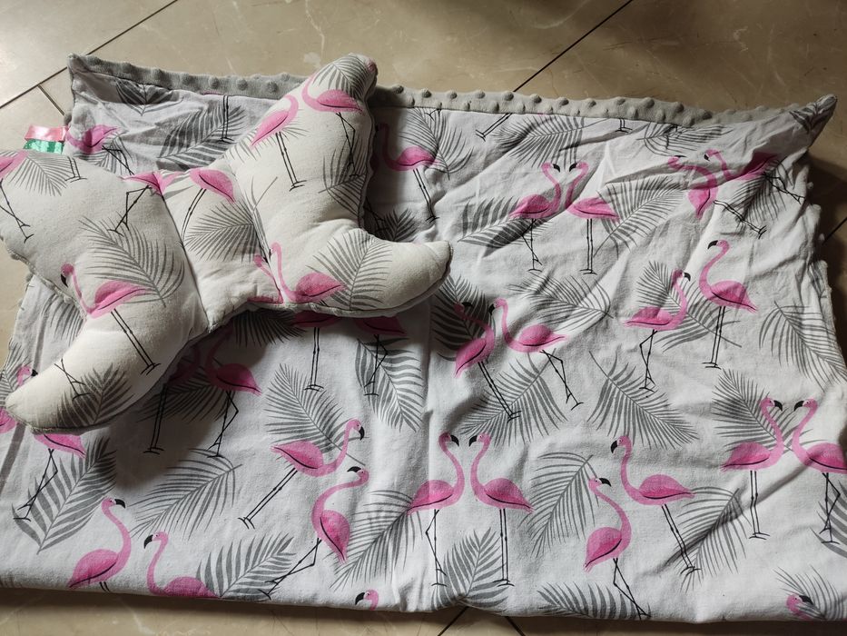 Zestaw minky kocyk i poduszka motylek