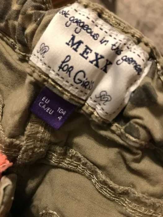 Roz.104 Spodnie Mexx cienki jeans cętki , motyw zwierzęcy