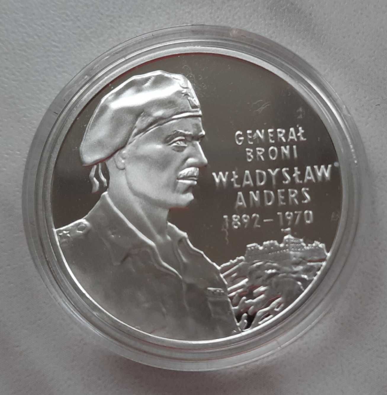 Srebrna moneta 10 złotych z 2002 roku - generał Anders