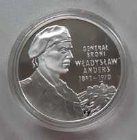 Srebrna moneta 10 złotych z 2002 roku - generał Anders