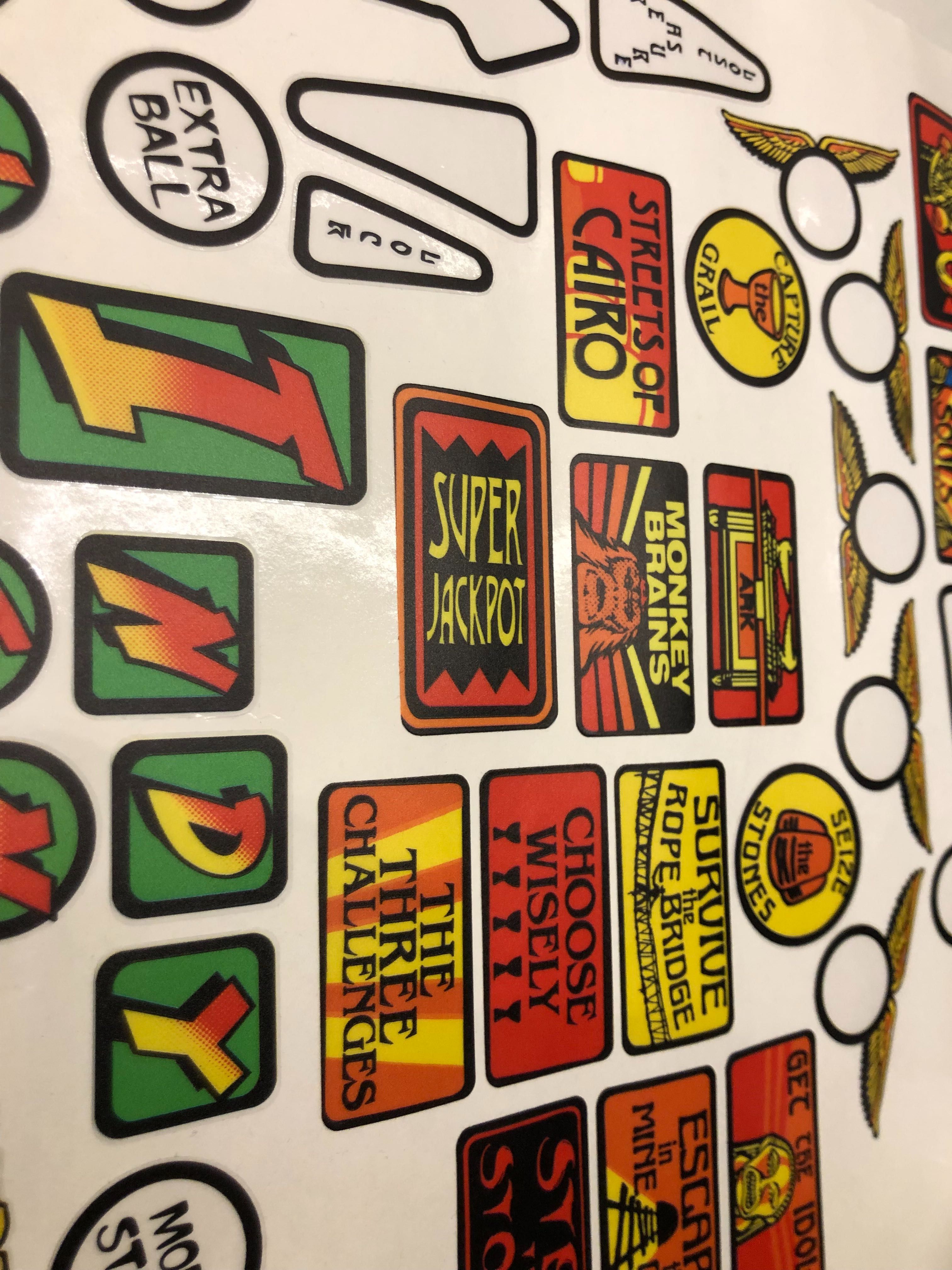 Indiana Jones Insert Decals Fliper pinball Oryginał z USA M.P.