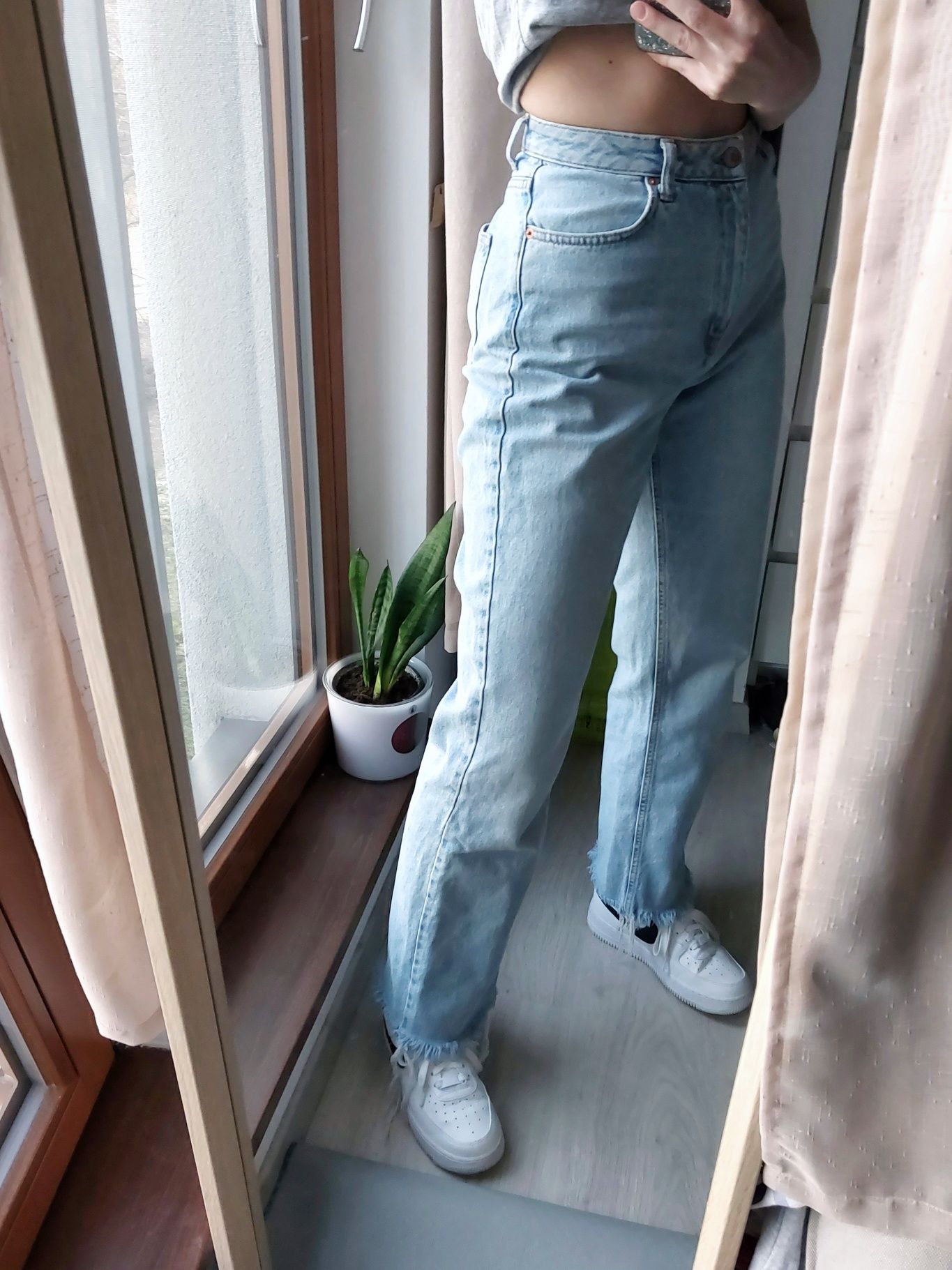 Spodnie jeansy NAKD M jasny wide leg stright wysoki stan vintage