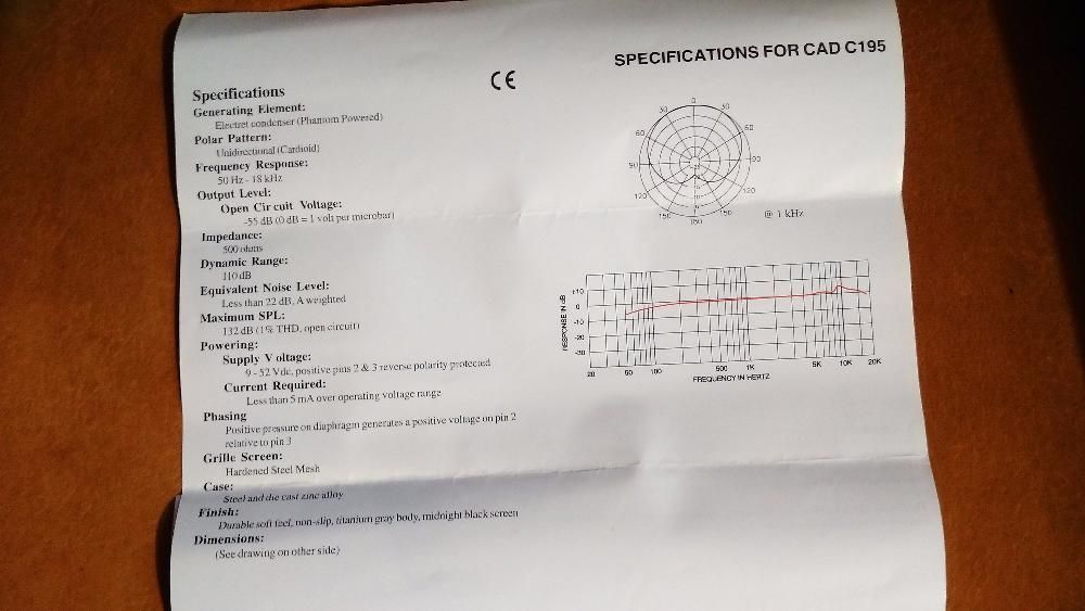 Продам конденсаторный вокальный микрофон Cad C-195