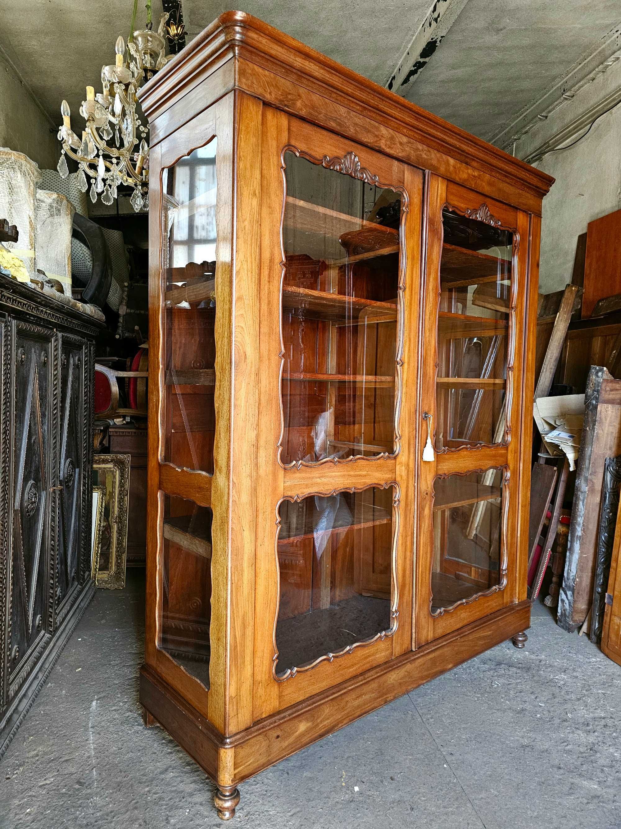 *Duża witryna, serwantka, biblioteka Biedermeier XIXw.*transport