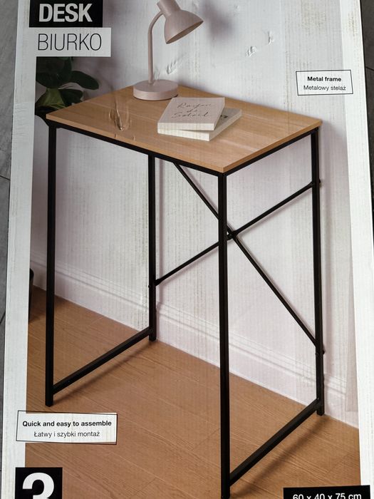 Nowe biurko Skukee biale lub czarne 60x40 loft