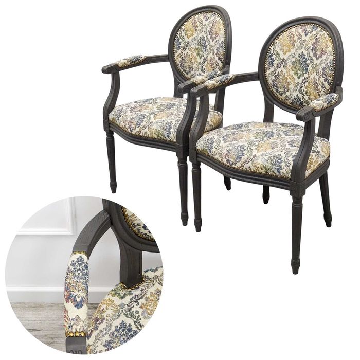 FOTELE kapitańskie LUDWIK medalion ANTRACYT szenila NOWE OBICIE para