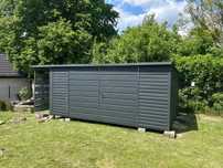 Garaż Schowek Ogrodowy 5×3 + 1×3 wiata Panelowa ciemny grafit MAT