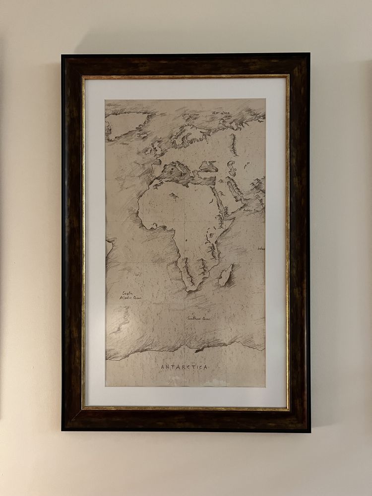 Mapa świata obraz - ręcznie rysowany 120x70 cm