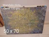mandala handmade obraz turkus złoto