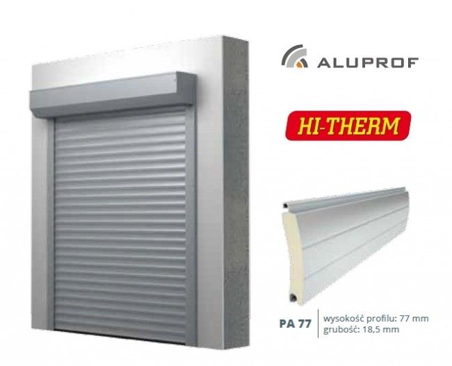Brama rolowana ocieplana aluminiowa PA77 z napędem na wymiar Sosnowiec