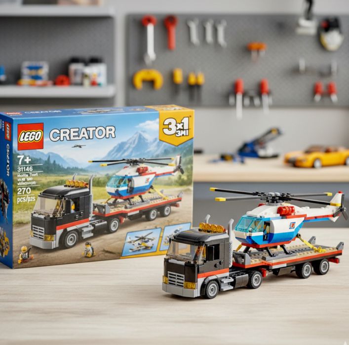 LEGO Creator 3w1 – Laweta z Helikopterem (31146) – 270 elementów – 7+