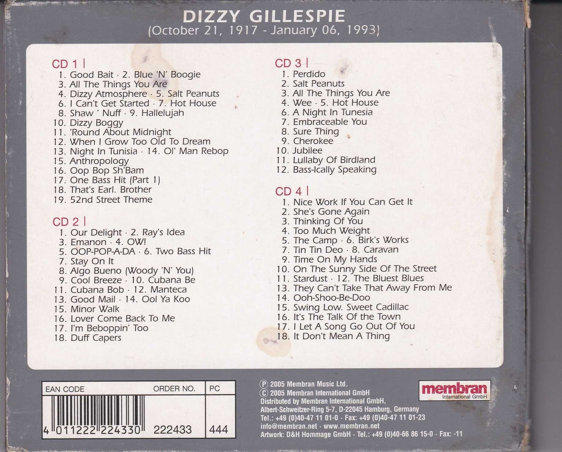 Quadromania  4 CD . - Dizzy Gillespie Dizzy Atmosphere
