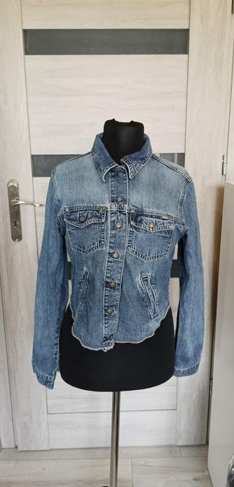 Katana kurtka jeansowa z haftem smokiem vintage retro L