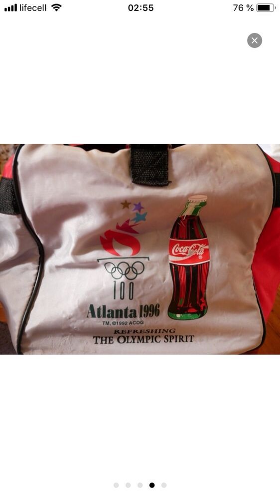 Винтажная сумка Coca Cola Atlanta 1996 Olympic Games Vintage