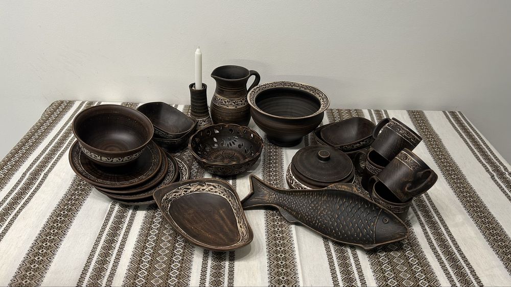 Глиняний посуд Різдвяний посуд Посуд Святковий