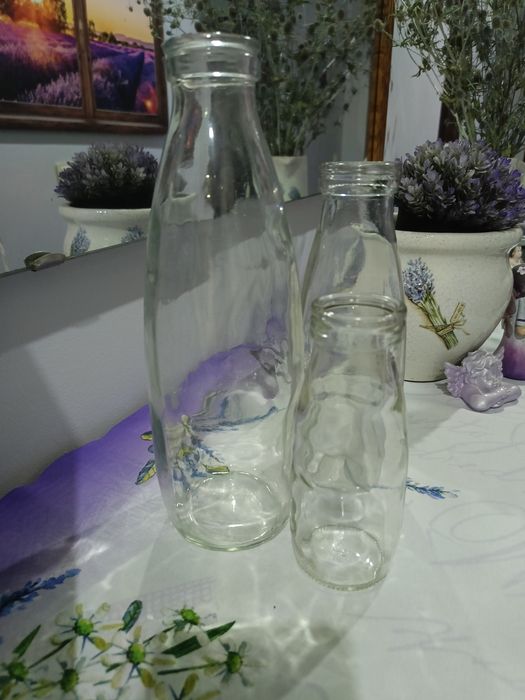 Butelki po śmietanie i mleku PRL