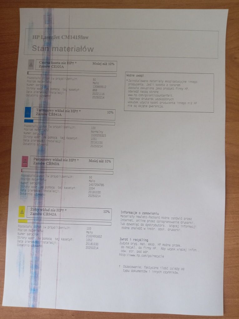 Laserowa kolorowa Drukarka. Laser jet pro CM1415fnw color MFP