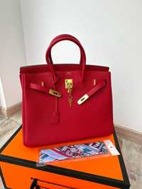 ЗНИЖКА!Жіноча сумка модель Birkin 35см /фуксія-червона !ВОНА ІДЕАЛЬНА