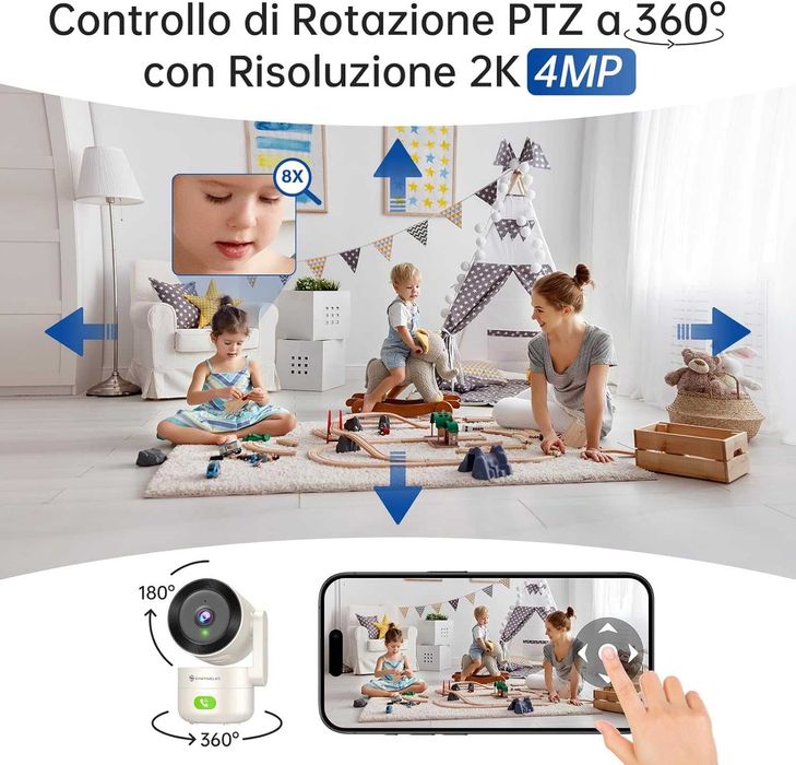 SYMYNELEC Kamera monitoringowa 2K do użytku wewnątrz 360°