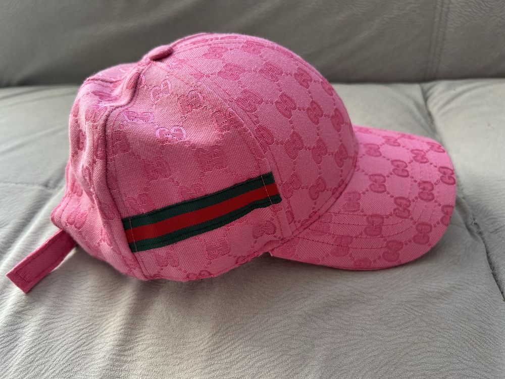 Rozowa czapka z daszkiem Gucci rozmiar uni