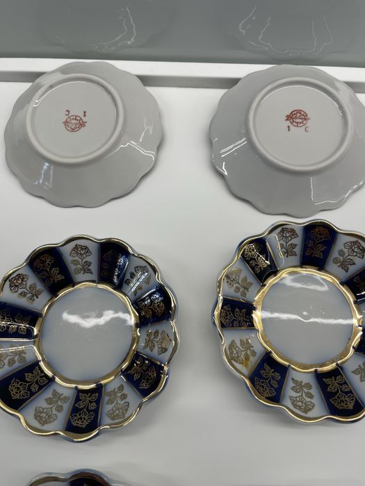 Розетки блюдца , Фарфор кобальт (СССР Довбышевский завод )