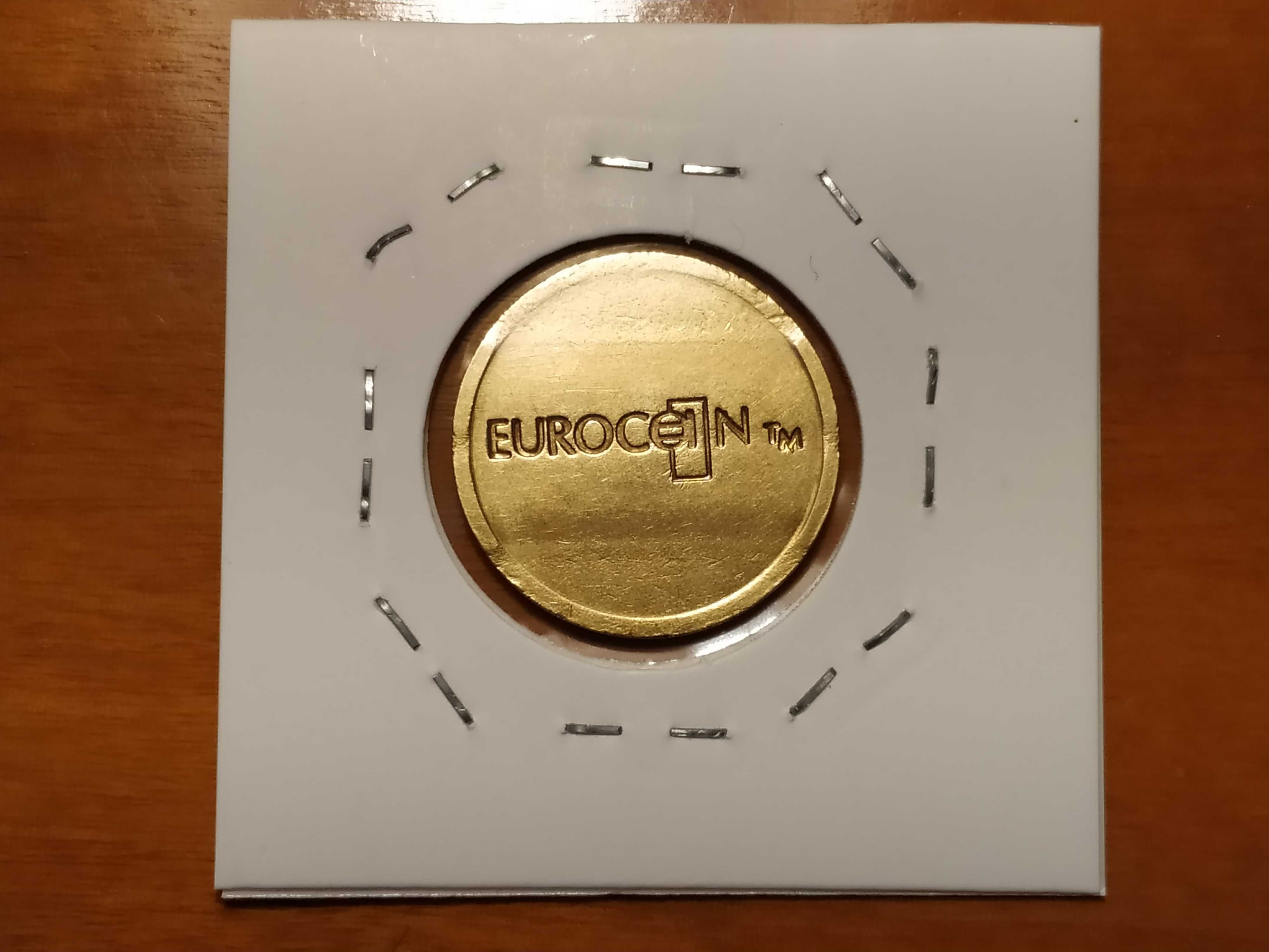 Ficha eurocoin (token/medalha) com duas ranhuras