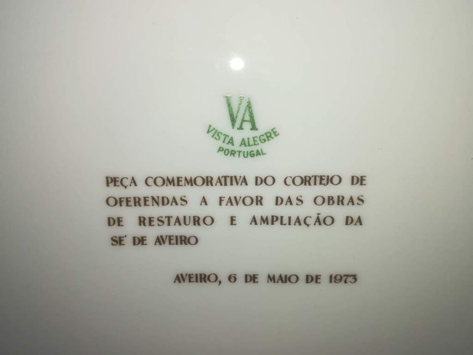 Prato Comemorativo Sé de Aveiro Vista Alegre 1973