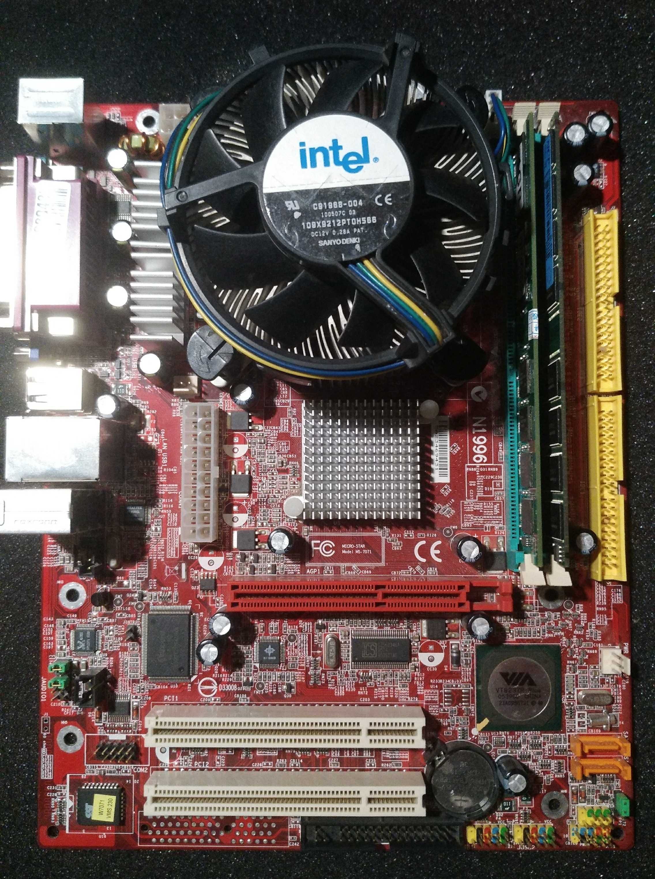 Комплект: материнка MSI 1996, Intel Celeron D 331, RAM 1gb+512mb.