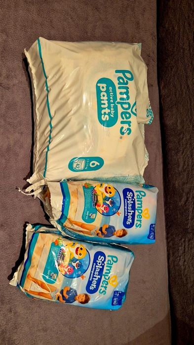 Pampers pants 6 szt 42, swimpants r. 4/6 szt 20- paka na dzieciaka