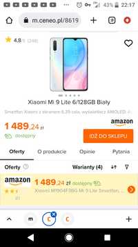 Nowy Xiaomi Mi 9 Lite EDYCJA 6/128 GB