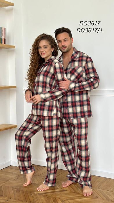 Чоловіча піжама / тепла піжама фланель / парні піжами