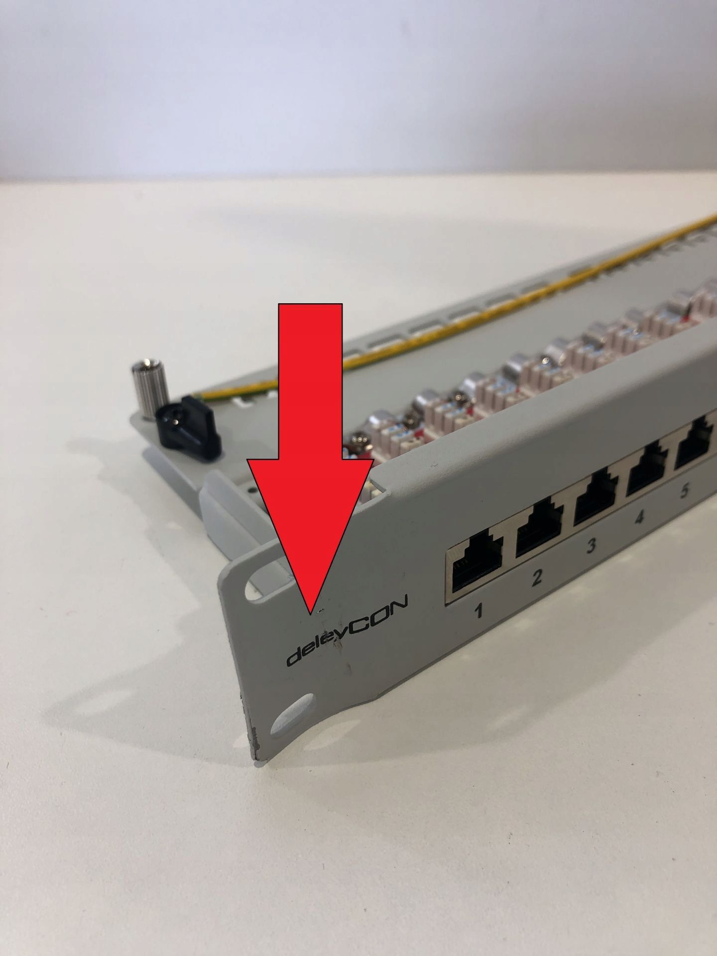 deleyCON Patchpanel CAT 6a 24 Port RJ45 19" Rack IT, szary, zestaw