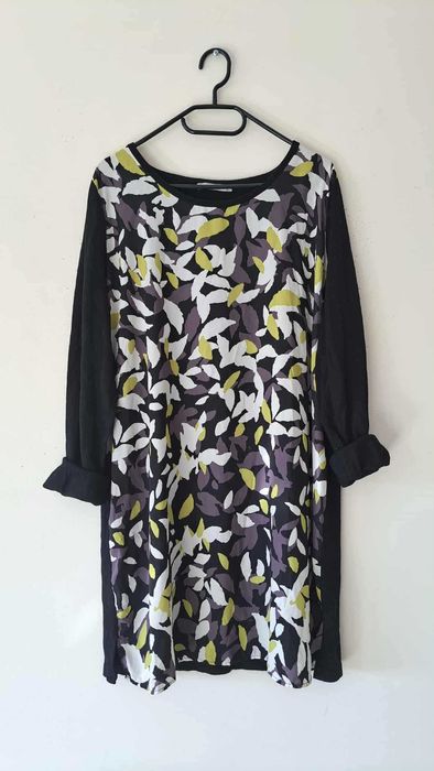 dzianinowa sukienka-tunika z kolorowym przodem rozm 46/48