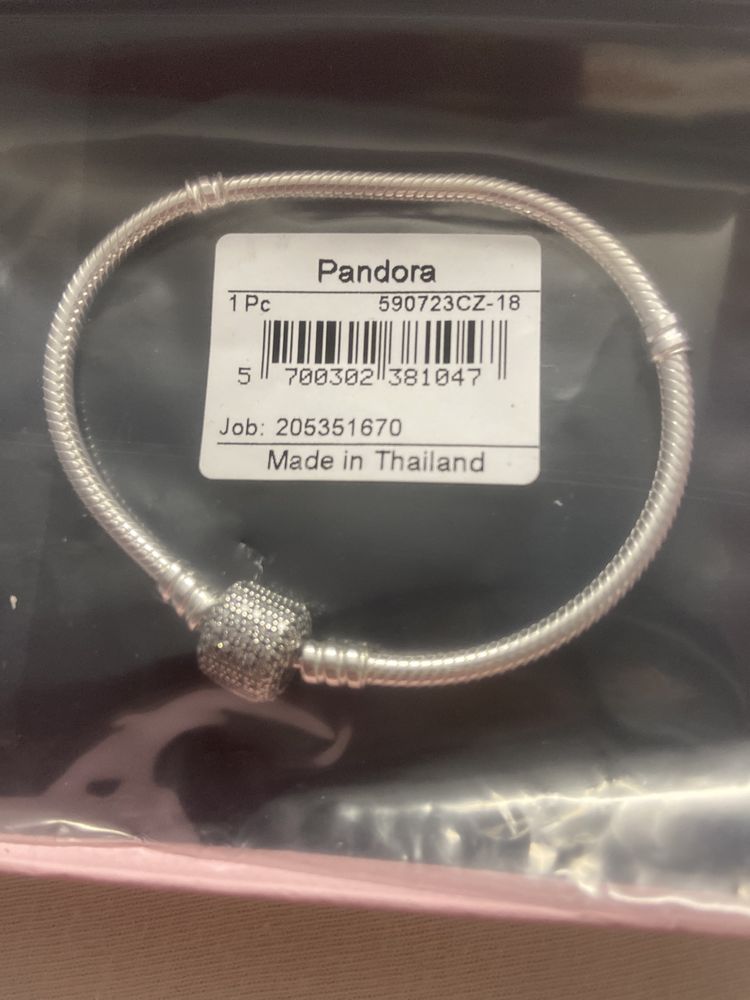 Bransoletka Pandora 18 cm zapięcie Pave