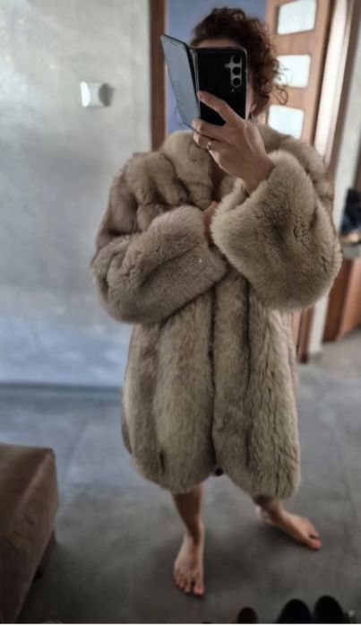 Futro natura z lisa niebieskiego stan super