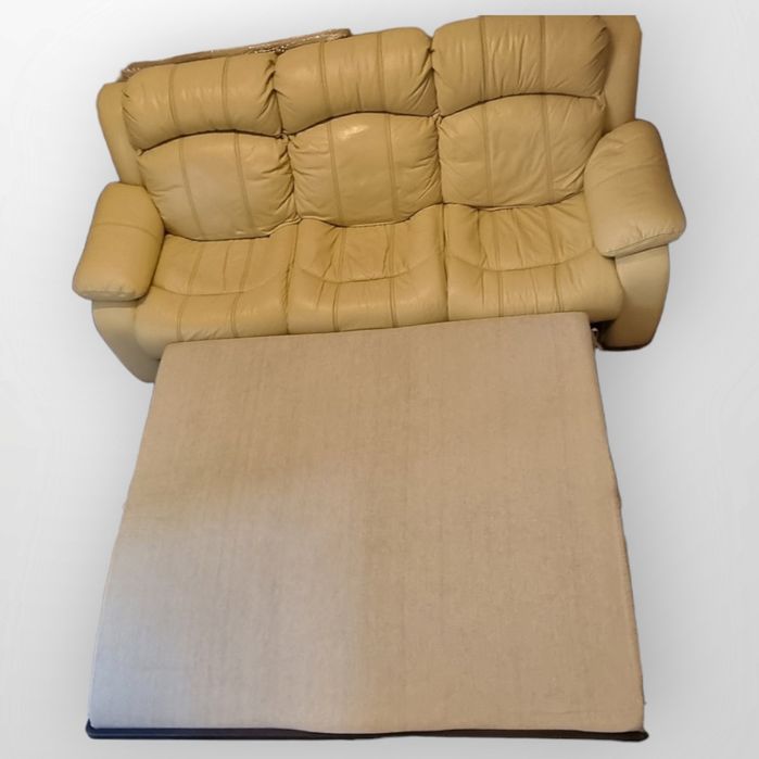 Kanapa skórzana premium, rozkładana 220x98x98 cm