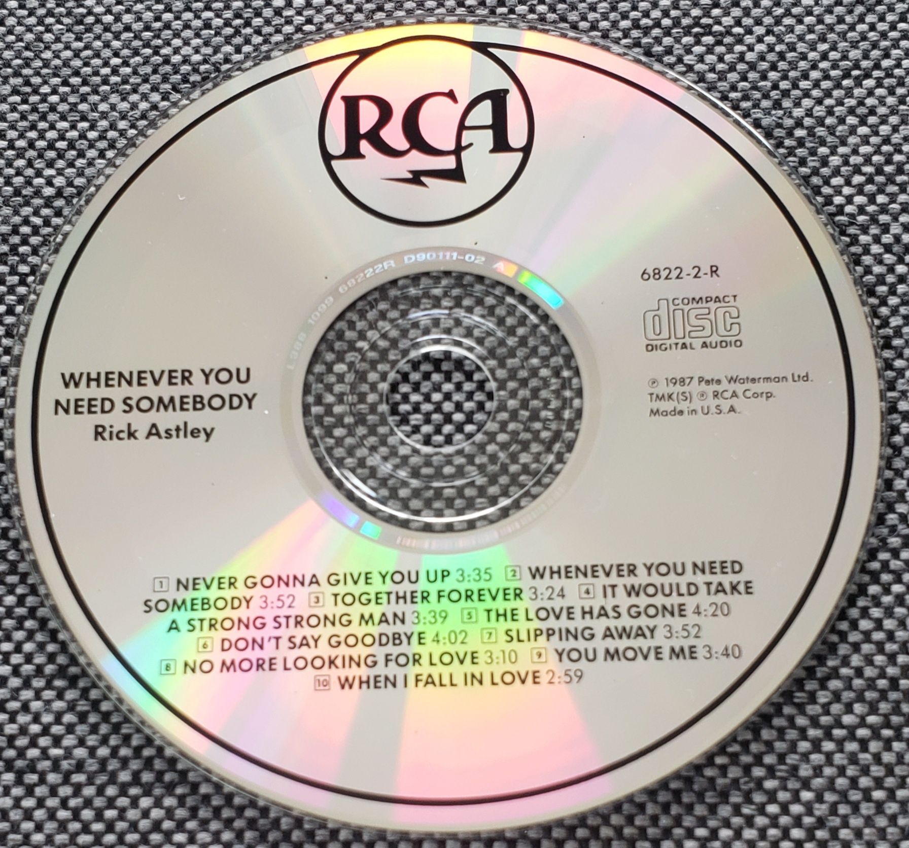 Rick Astley Whenever You Need Somebody USA CD RCA