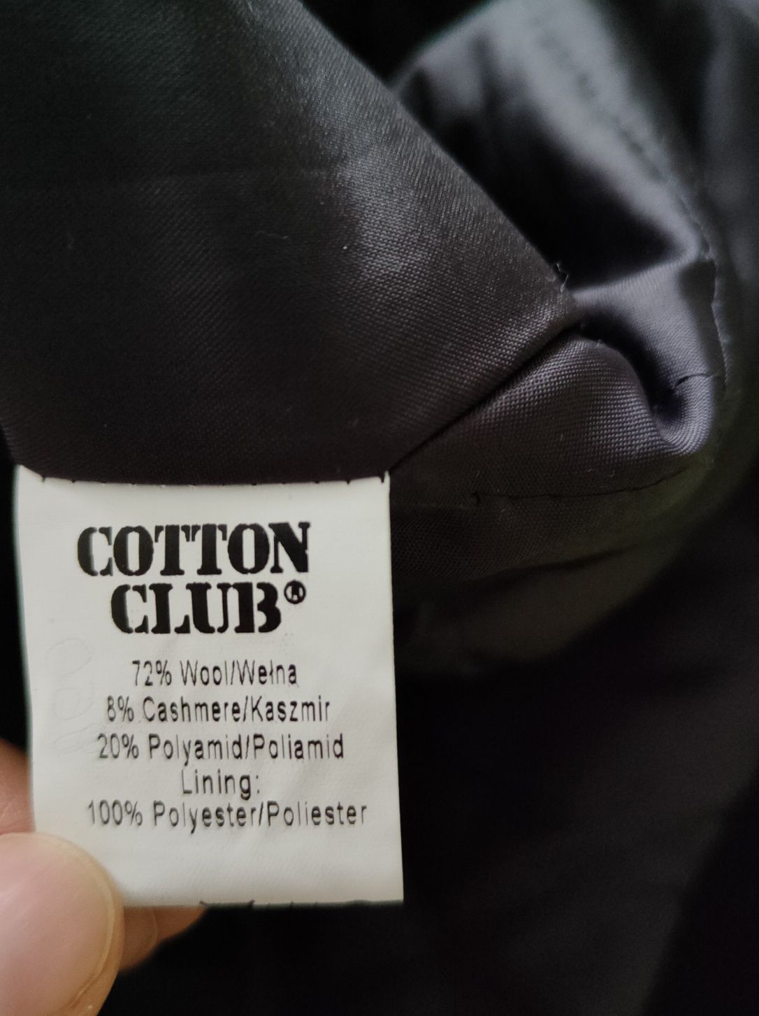 Wełniany płaszcz 36 (170) wełna 72%/kaszmir 8% cotton club