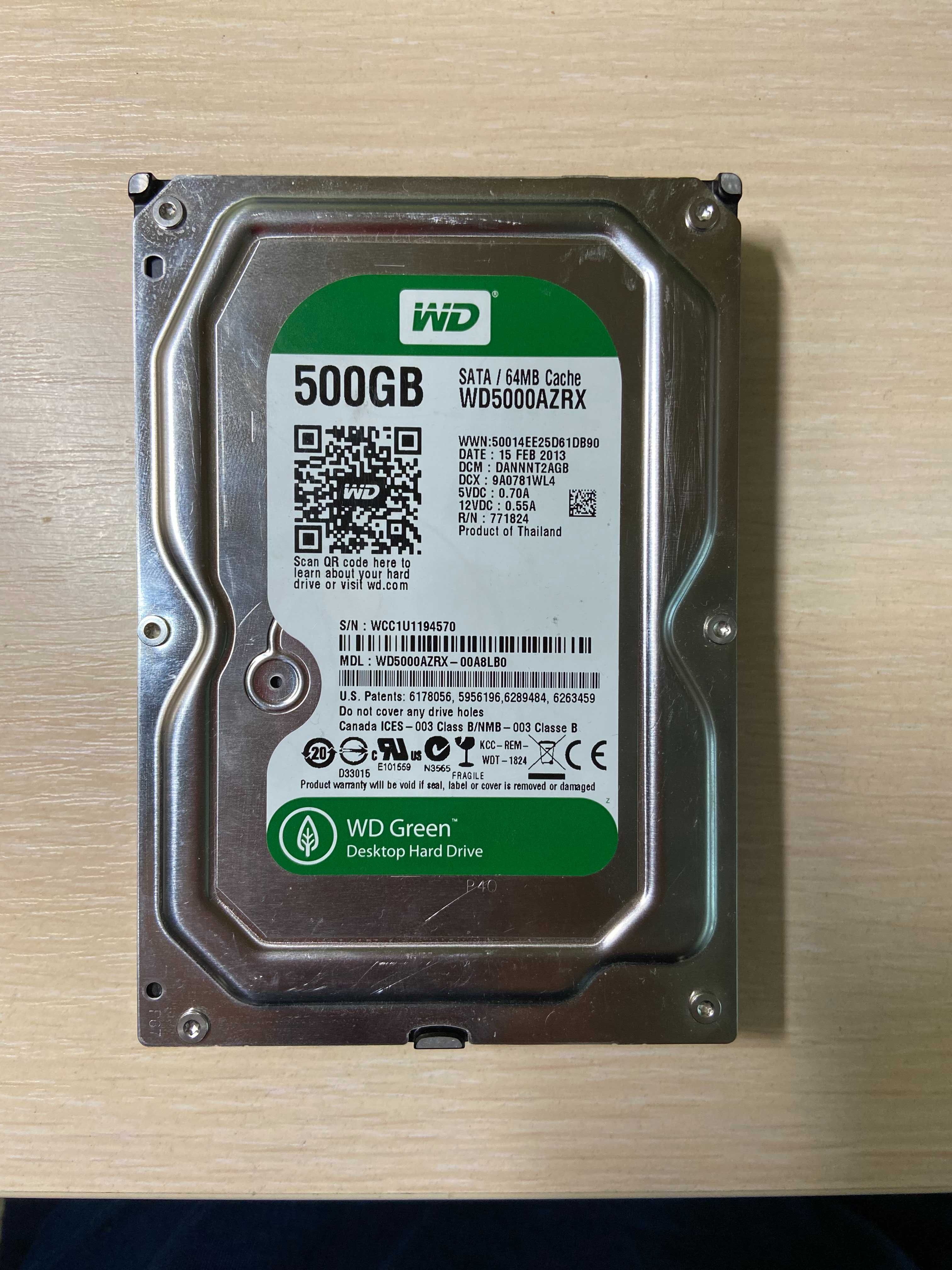 Жорсткий диск Western Digital Green 500GB 64МB WD5000AZRX 3.5 SATA III