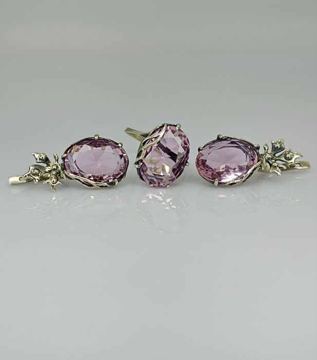 Серебряный набор серьги и кольцо 925 пробы