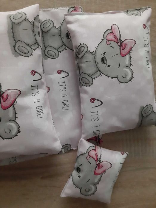 Pościel dla lalki do wózka łóżeczka kołyski 4 elementy nowe miś misiu