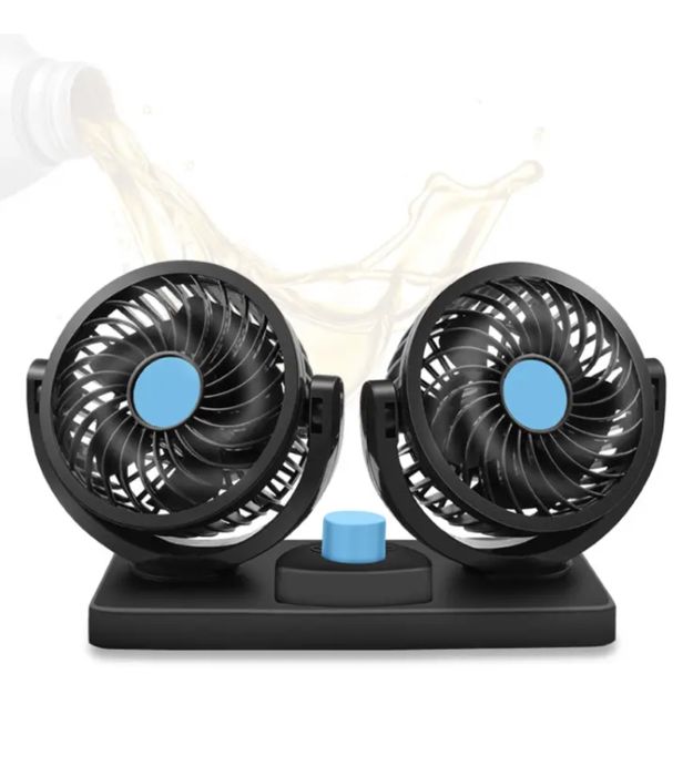 Вентилятор подвійний, з регулятором, в прикурювач 12 V