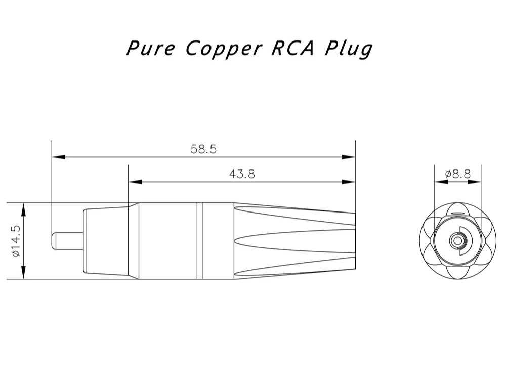 Monosaudio RCA - 99.998% Pure Copper - Rhodium Plated Audio Connector