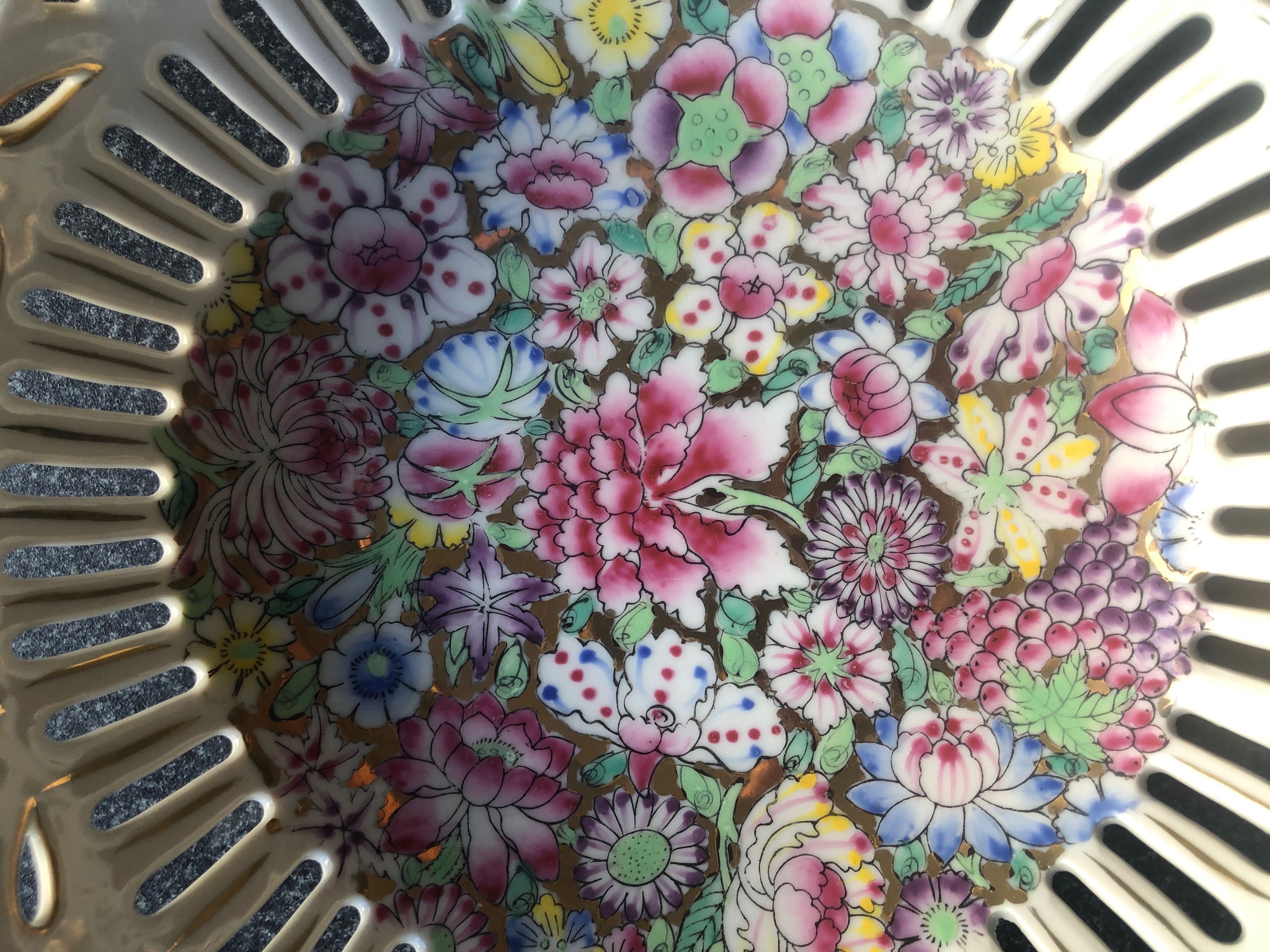 Prato Porcelana de Macau Mil flores Vintage