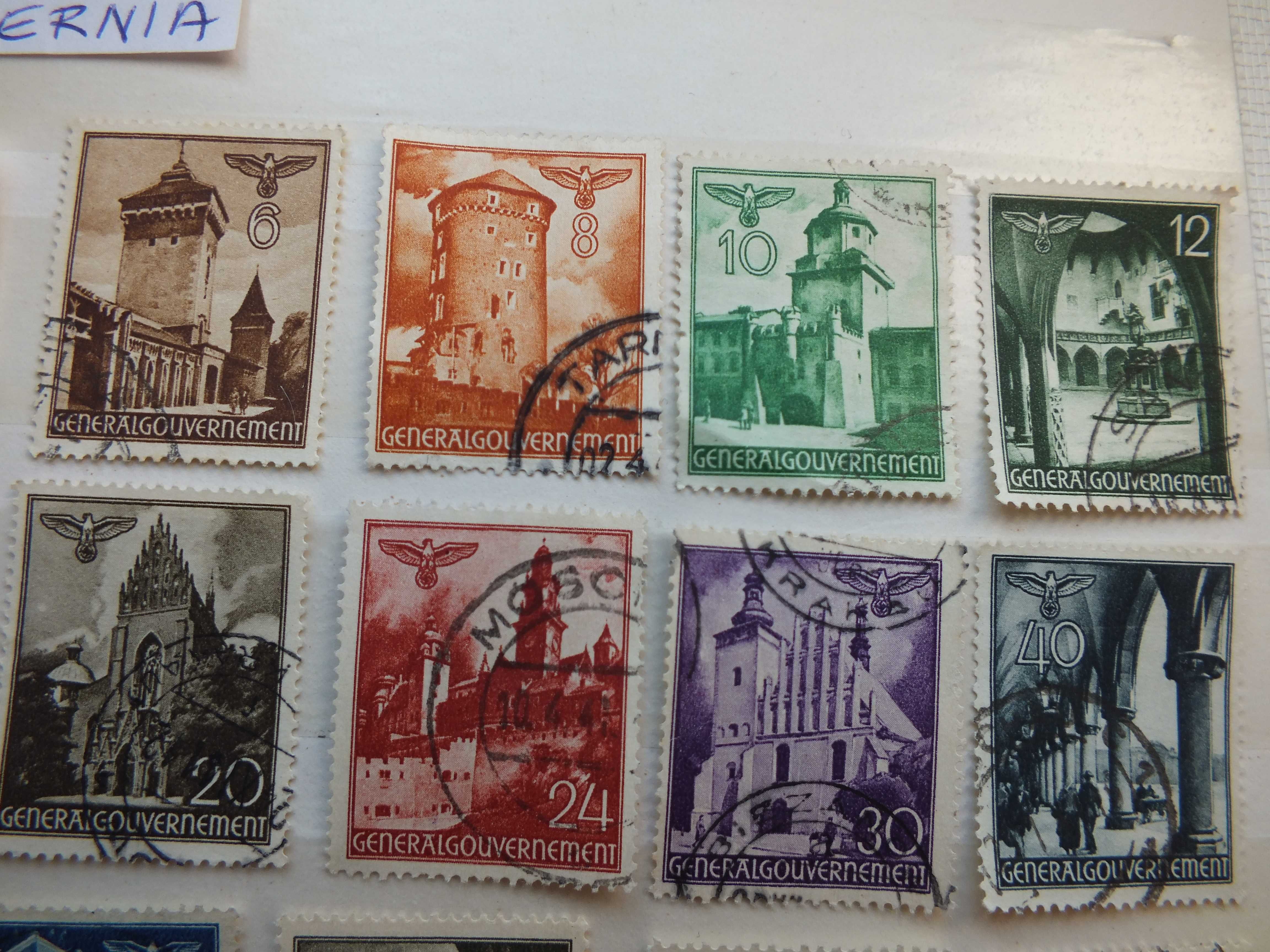 12szt. znaczki seria Fi40 GG Niemcy 1940r. KRAKÓW Swastyka,Gapa Rzesza