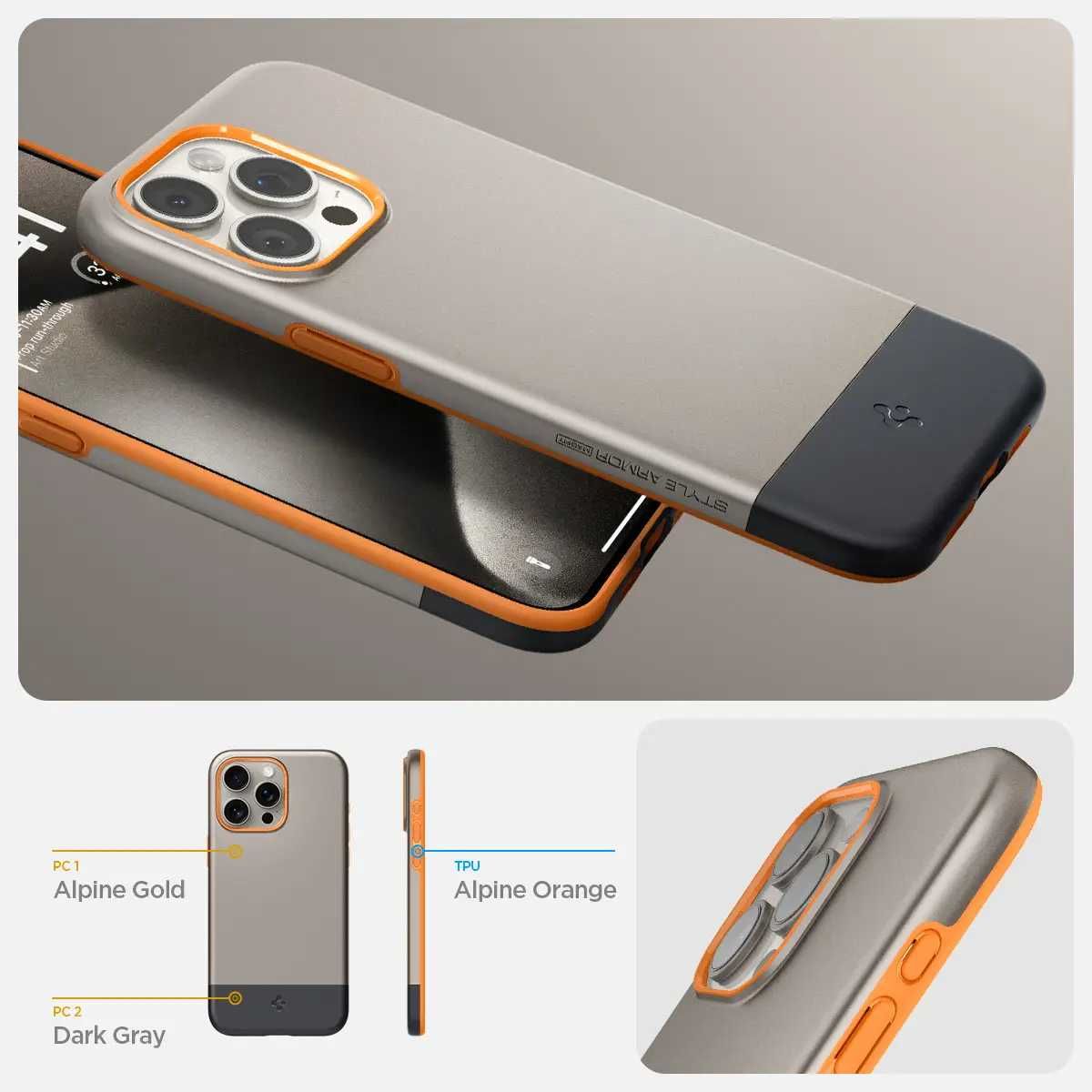 Чехол Spigen Style Armor MagFit для iPhone 15 Pro Max Alpine Gold