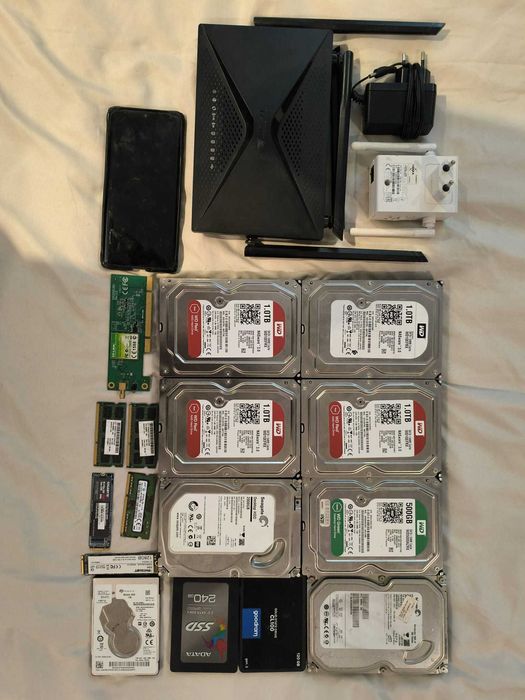 Dyski 1/2TB HDD/SSD, ram, Huawei p30 pro, router, ap asus