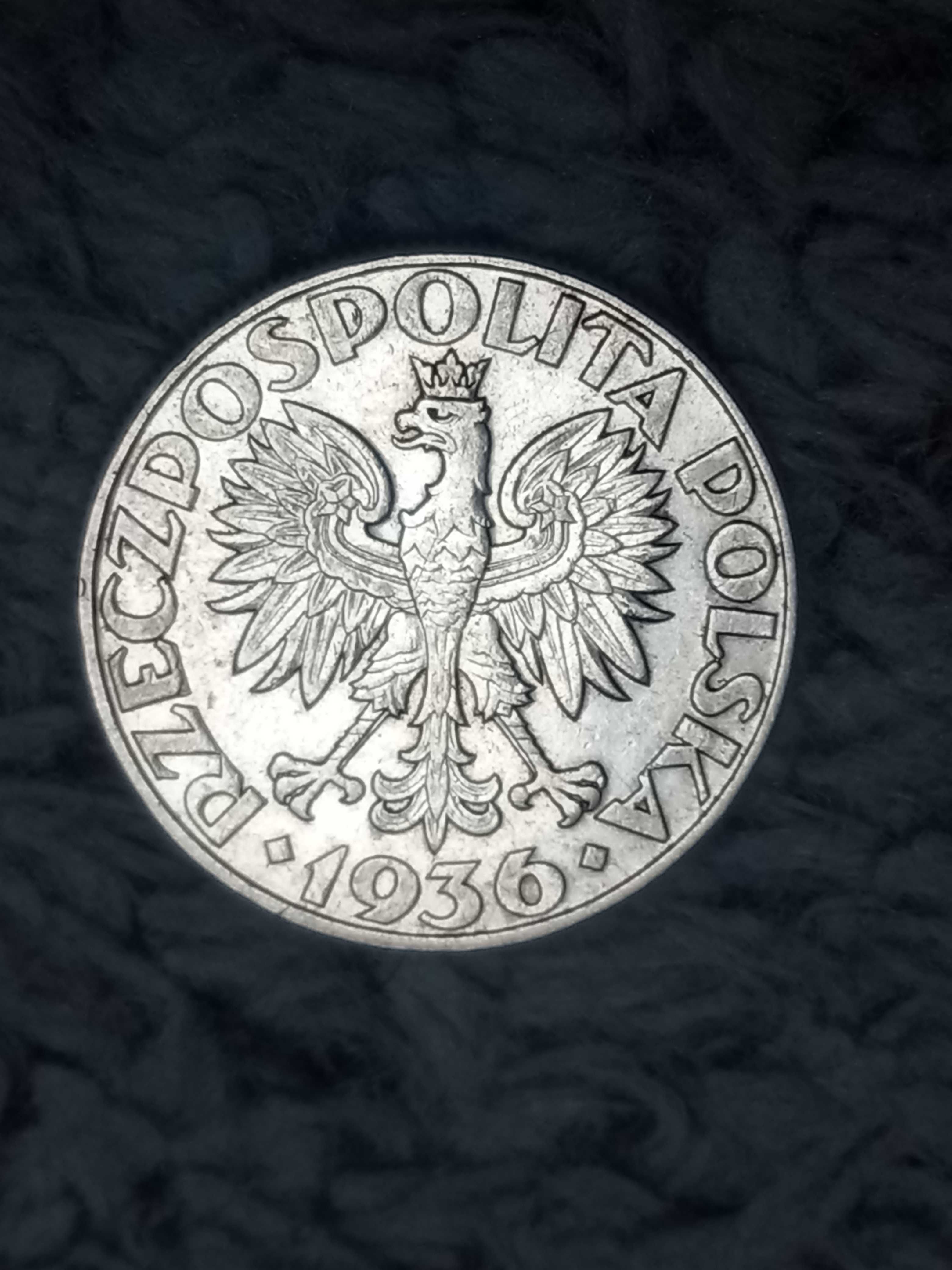 5 zł 1936 r Żaglowiec