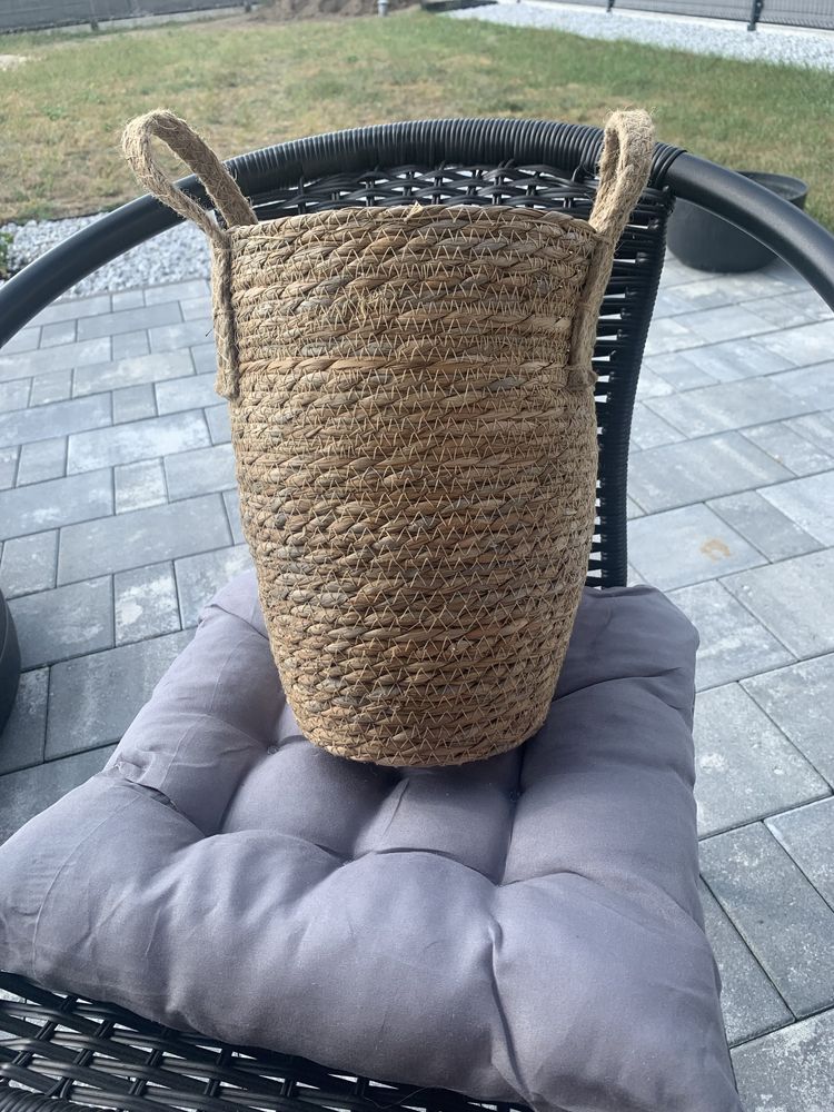 Pleciony kosz na kwiaty osłonka boho na doniczkę  27 cm
