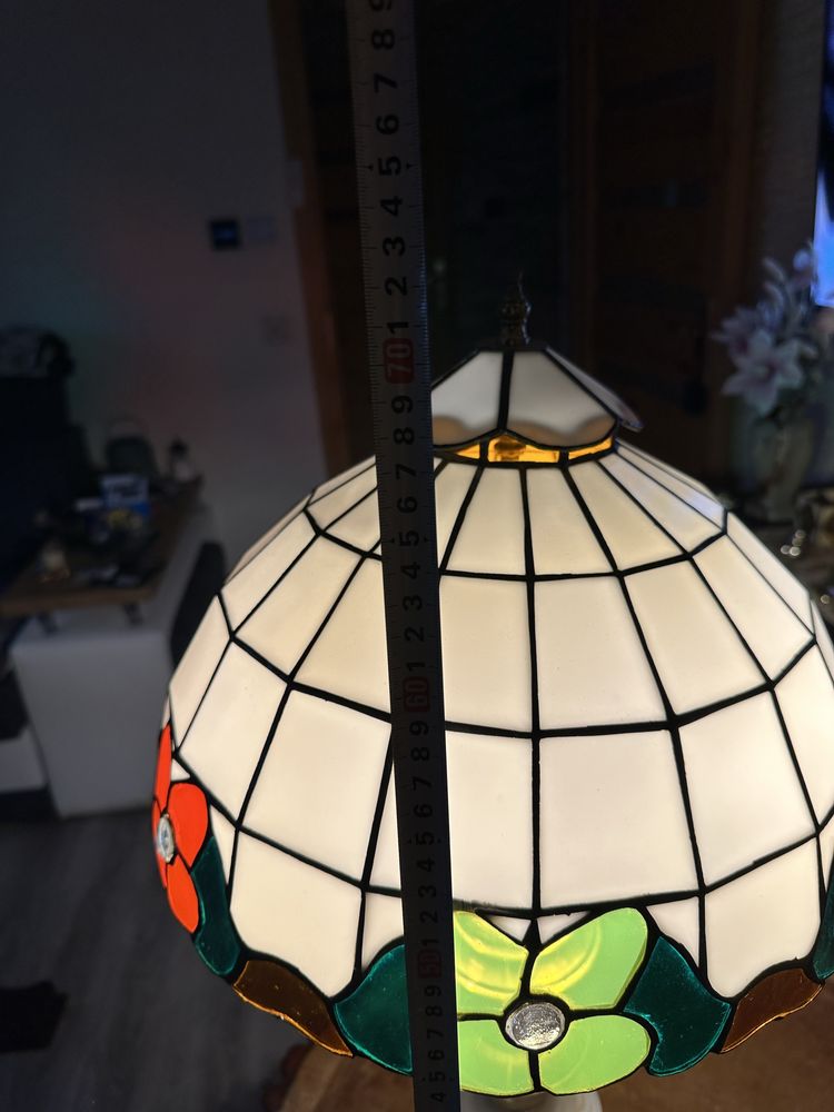 Lampa Witrażowa z nogą Mosiężna